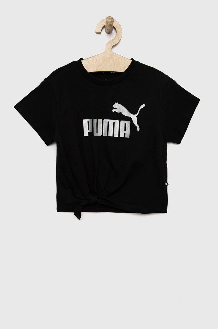 Puma t-shirt dziecięcy ESS+ Logo Knotted Tee G kolor czarny