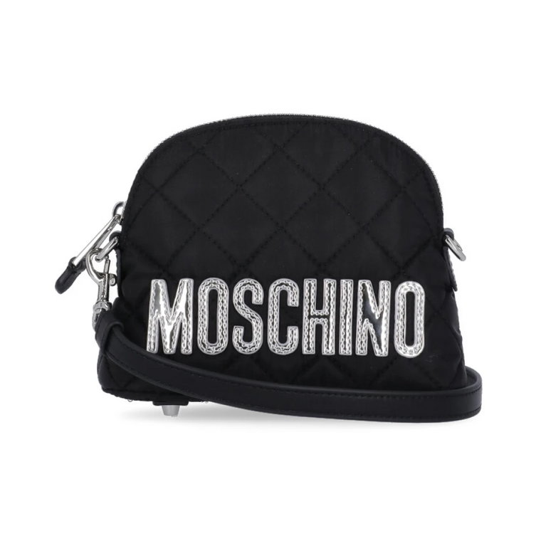 Czarna Pikowana Pochette z Metalicznym Logo Moschino