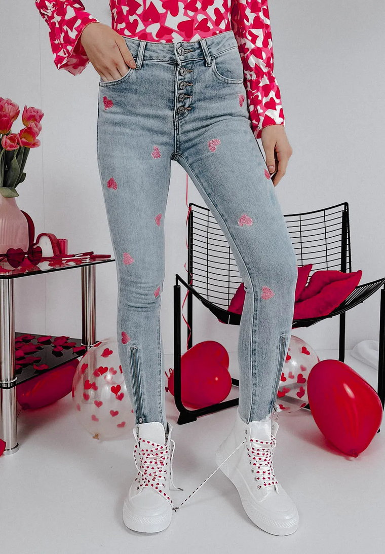 Spodnie jeansowe z sercami Elora XS
