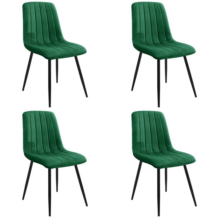 Komplet 4 eleganckich tapicerowanych krzeseł butelkowa zieleń - Soniro 4X