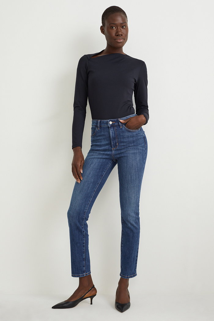 C&A Slim jeans-wysoki stan, Niebieski, Rozmiar: 34