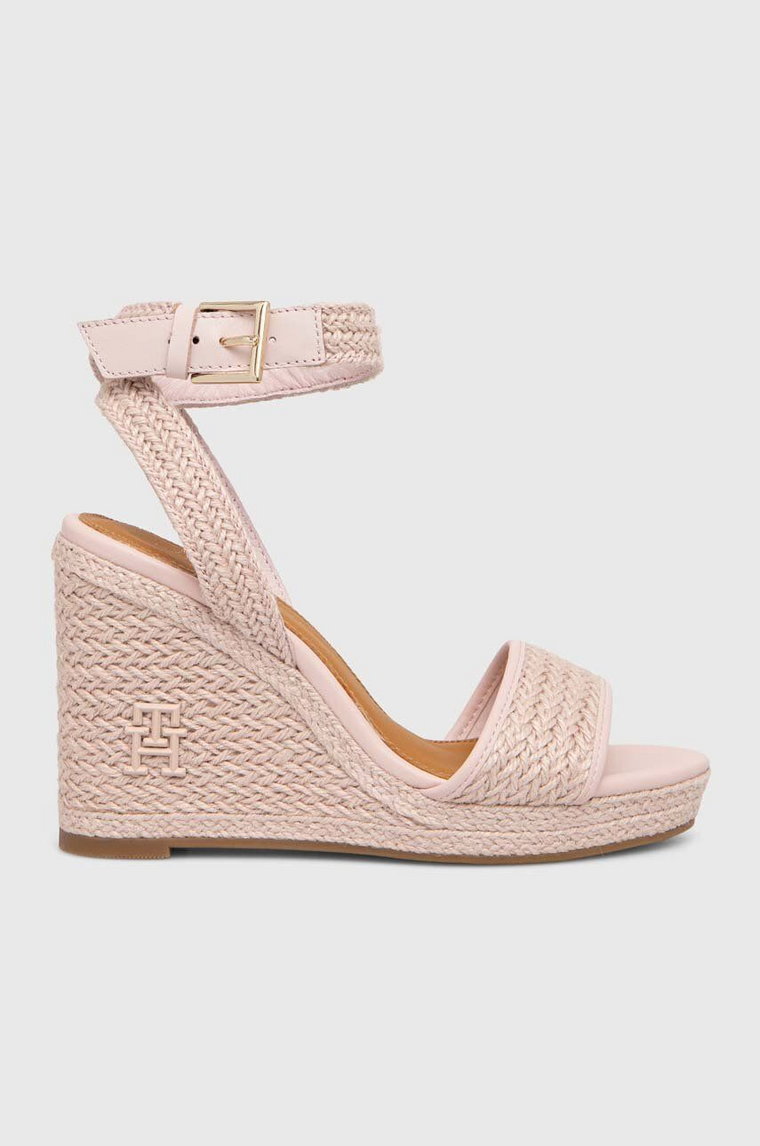 Tommy Hilfiger sandały TH ROPE HIGH WEDGE SANDAL kolor różowy FW0FW07926