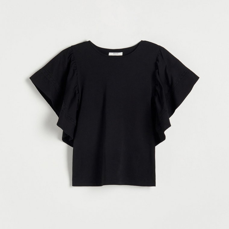 Reserved - Bawełniana bluzka - czarny