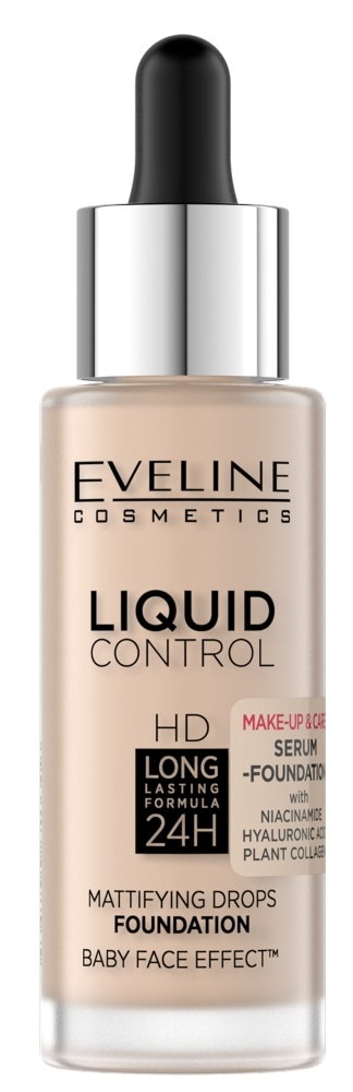 Eveline Liquid Control - Podkład z niacynamidem w dropperze 02 Soft Porcelain 32ml