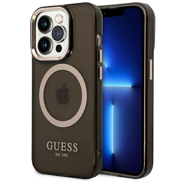 Guess GUHMP14XHTCMK iPhone 14 Pro Max 6,7" czarny/black hard case Gold Outline Translucent MagSafe