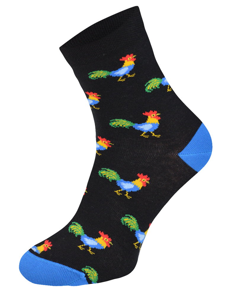 Kolorowe skarpetki Cotton Socks 163, wesołe motywy- Kolorowe Koguty