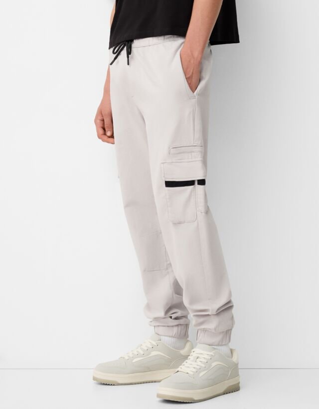 Bershka Spodnie Jogger Cargo Mężczyzna M Szary