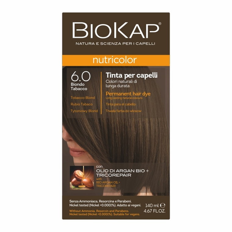 Biokap Nutricolor Farba do włosów, 6.0 Tytoniowy Blond