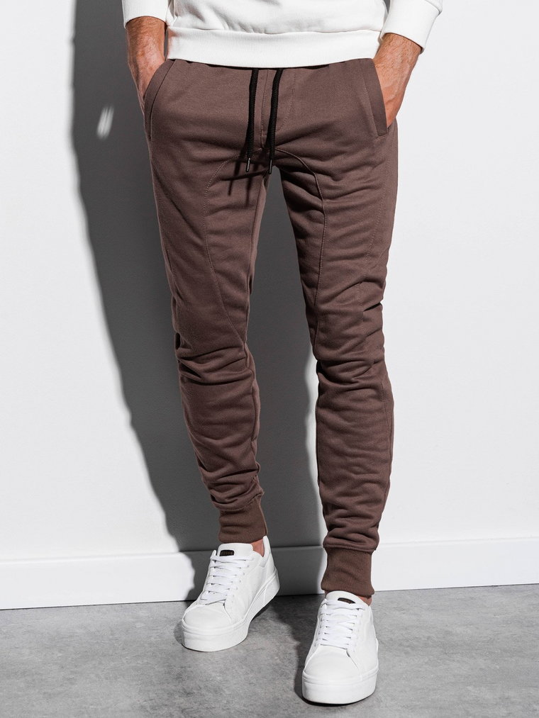 Spodnie męskie dresowe JOGERRY - brązowe V12 OM-PABS-0134