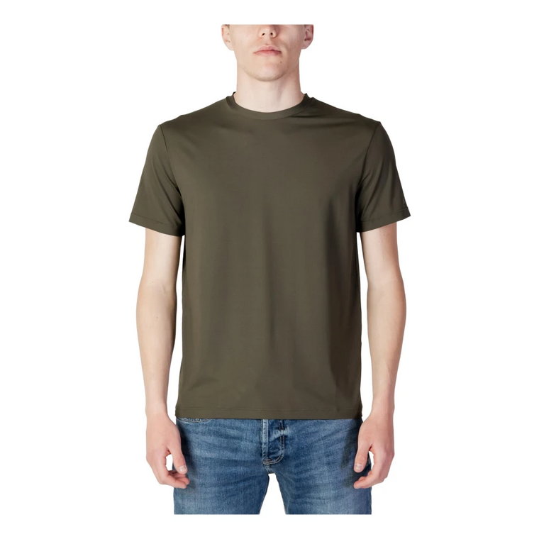 Zielony Męski T-shirt z Okrągłym Dekoltem Sunspel