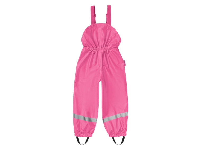 Playshoes Spodnie przeciwdeszczowe dziecięce dla dziewczynki / chłopca, na szelkach z odblaskami (122/128, Różowy)