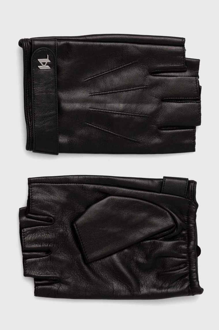 Karl Lagerfeld mitenki skórzane męskie kolor czarny 245M3601