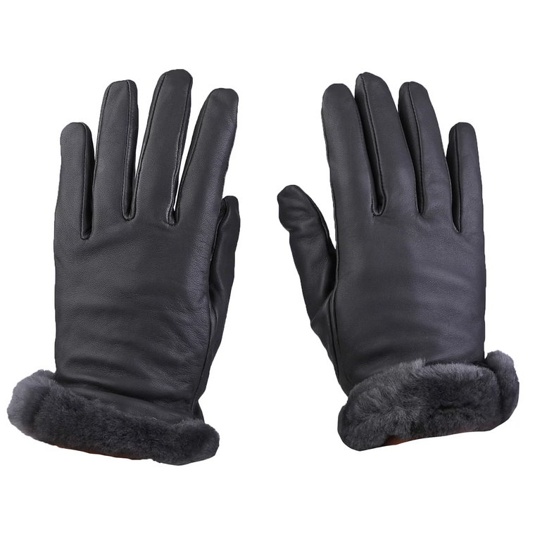 UGG Leather Sheepskin Vent Glove 21626-MTL, Damskie, Szare, rękawiczki, skóra licowa, rozmiar: L