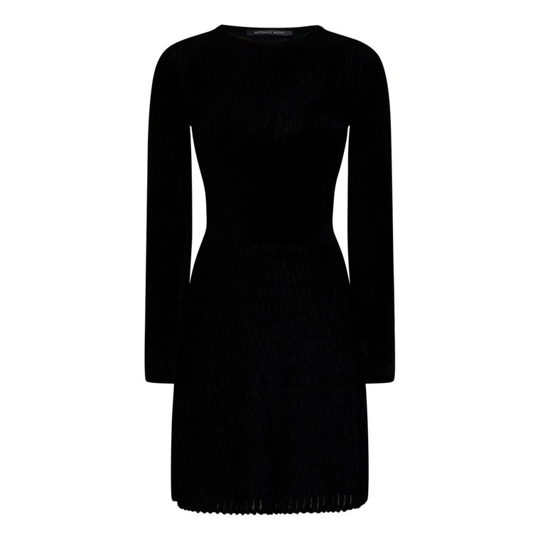 Czarna sukienka z rozkloszowaną spódnicą i efektem aksamitnym Antonino Valenti
