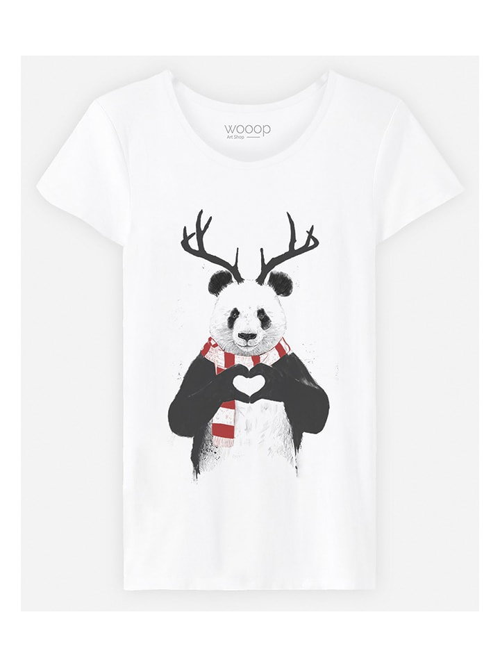 WOOOP Koszulka "Xmas Panda" w kolorze białym