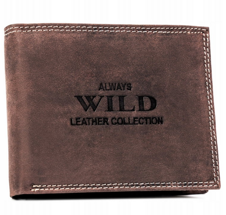 Duży portfel męski ze skóry naturalnej bez zapięcia - Always Wild
