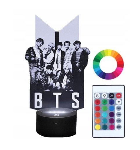 Lampka Nocna Z Imieniem Grawer K-Pop Bts 3D Led