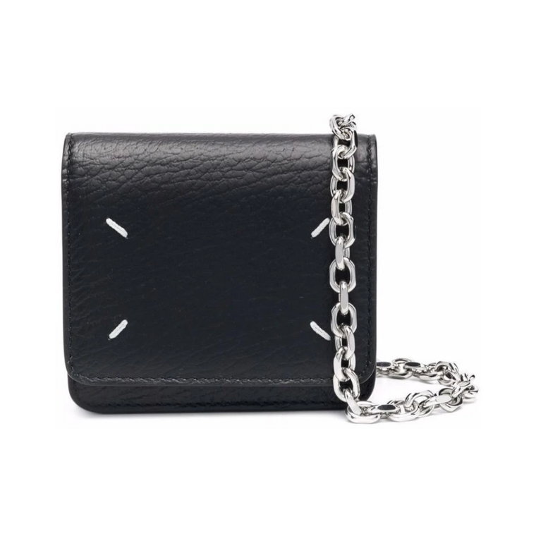 Czarny Wallet on Chain Small Maison Margiela