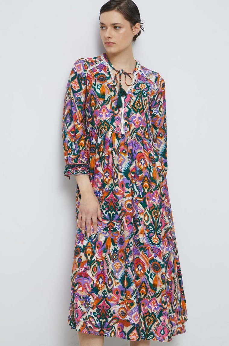 Medicine sukienka kolor multicolor maxi rozkloszowana