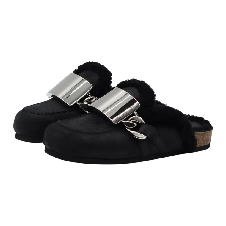 Czarne Wyściełane Chain Mules JW Anderson