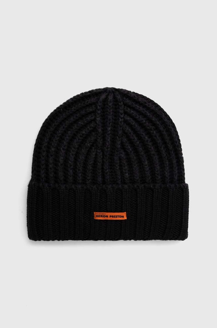 Heron Preston czapka wełniana Hp Rib Beanie kolor czarny z grubej dzianiny wełniana HMLC007F23KNI0011100