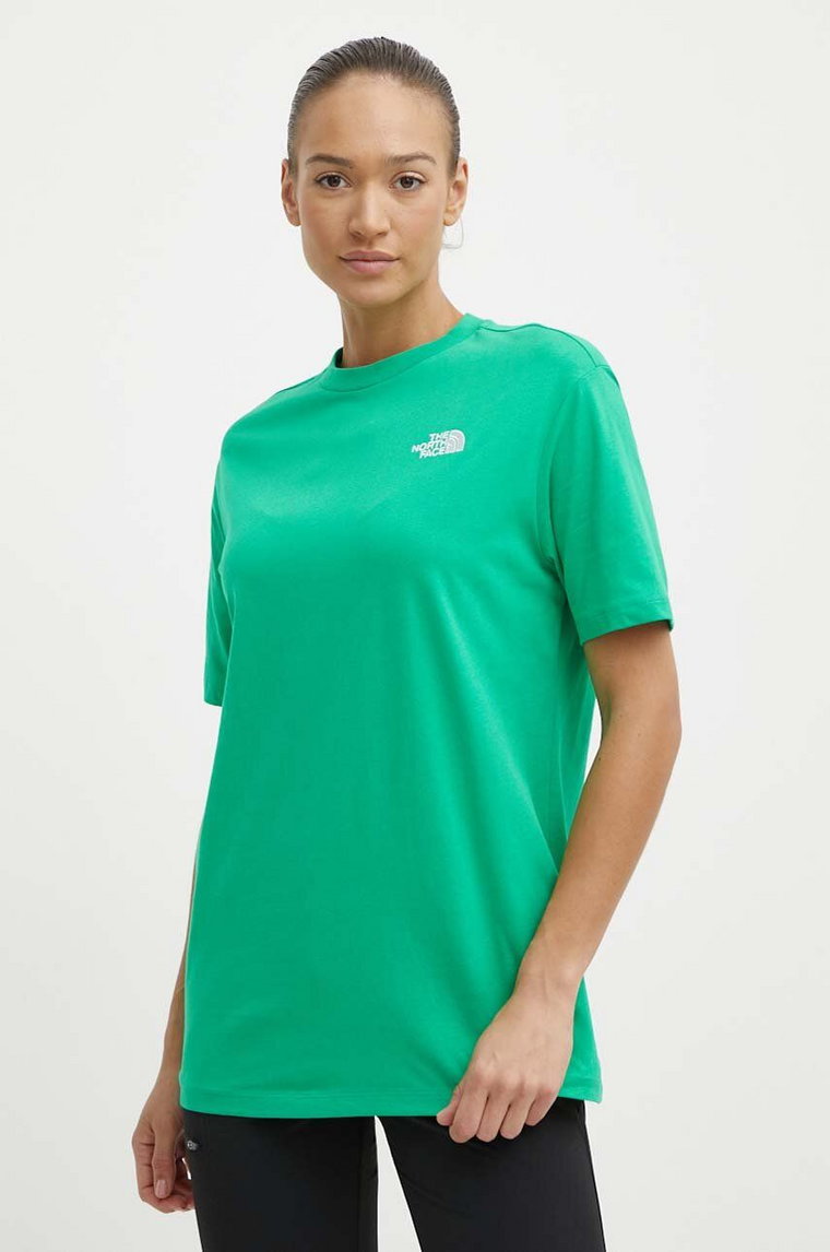 The North Face t-shirt bawełniany W S/S Essential Oversize Tee damski kolor zielony NF0A87NQPO81