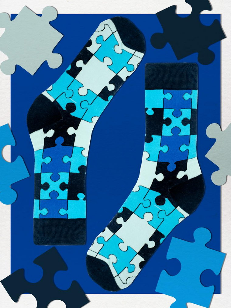 Długie Skarpetki Urban Socks Puzzle Granatowe