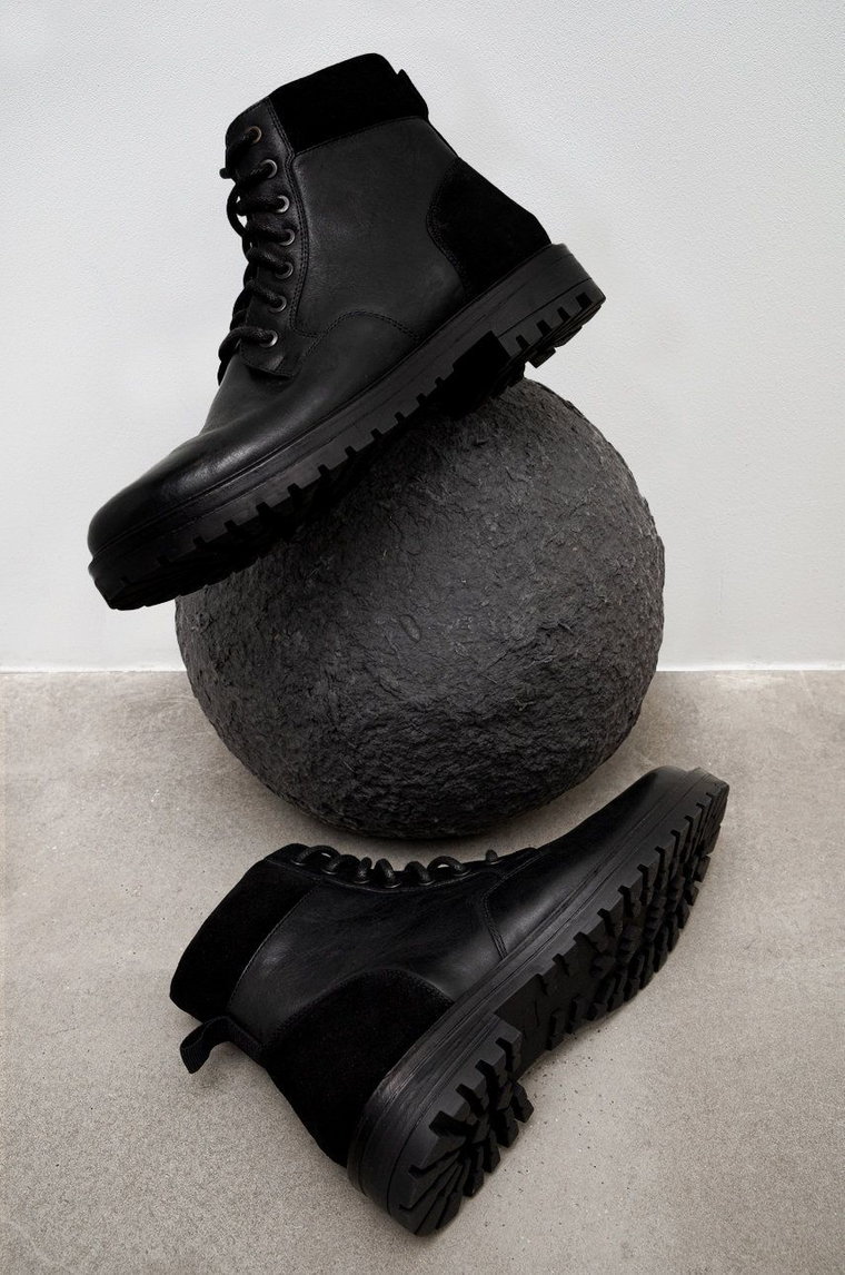 Medicine buty skórzane męskie kolor czarny