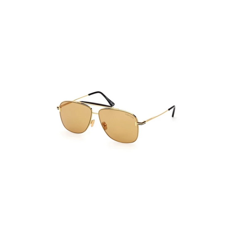Błyszczące Głębokie Złoto Brązowe Okulary przeciwsłoneczne Tom Ford