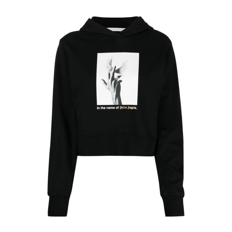 Wygodny Czarny Bawełniany Hoodie Aw23 Palm Angels