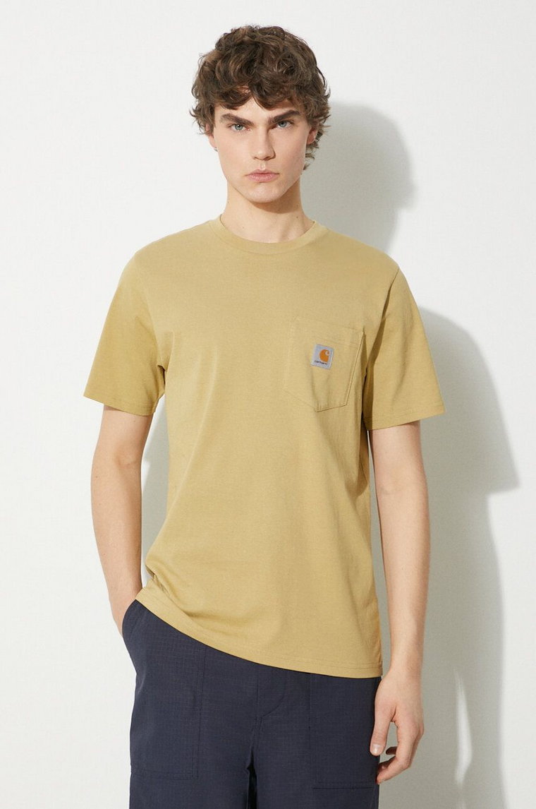 Carhartt WIP t-shirt bawełniany S/S Pocket T-Shirt męski kolor beżowy gładki I030434.1YKXX