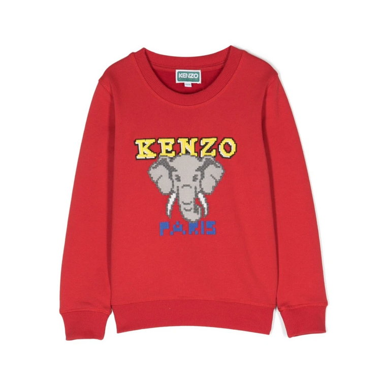 Czerwone Swetry z Motywem Słonia dla Dzieci Kenzo