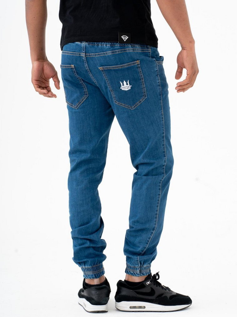 Spodnie Jeansowe Jogger Męskie Niebieskie Jigga Crown