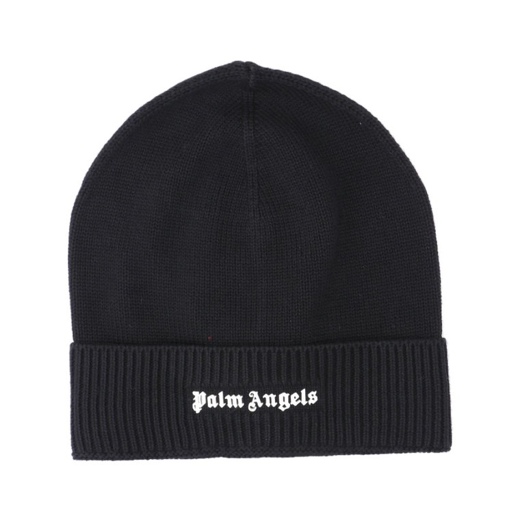 Czarna Zimowa Czapka Beanie dla Modnych Mężczyzn Palm Angels