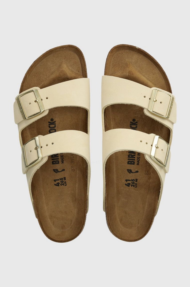 Birkenstock klapki skórzane Arizona damskie kolor beżowy 1026711