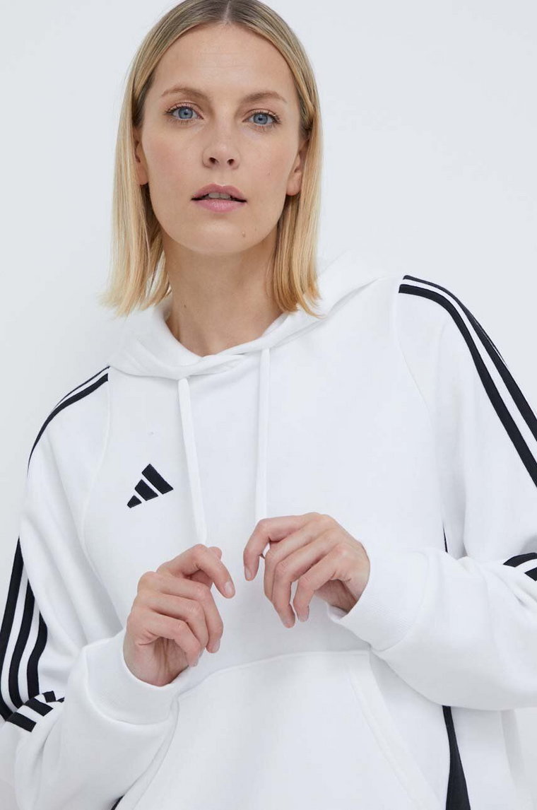 adidas Performance bluza dresowa Tiro24 kolor biały z kapturem z aplikacją IR7508