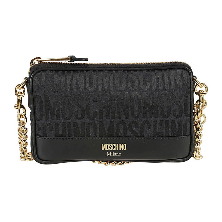 Czarne Torby z Logo Jacquard Moschino