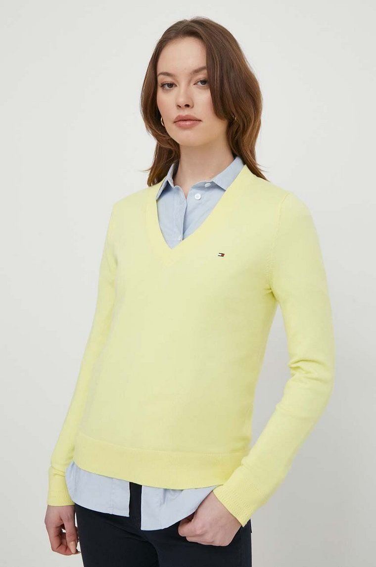 Tommy Hilfiger sweter damski kolor żółty lekki WW0WW40098