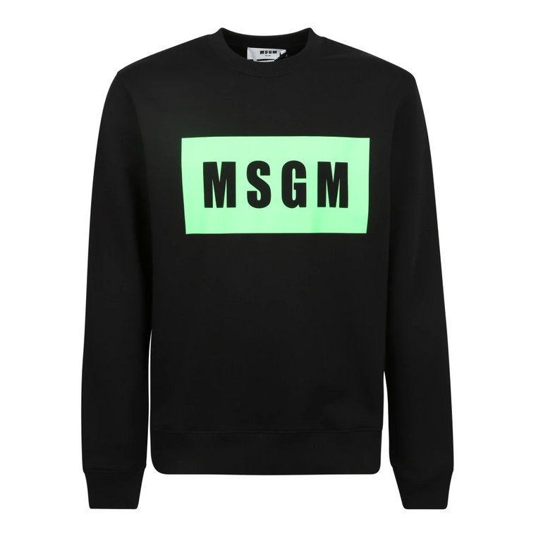 Czarny Sweter z Nadrukiem Logo Msgm