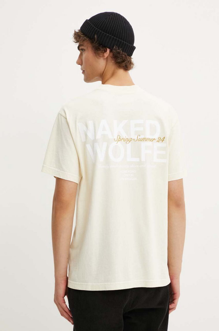 Naked Wolfe t-shirt bawełniany męski kolor beżowy z nadrukiem classic.tee