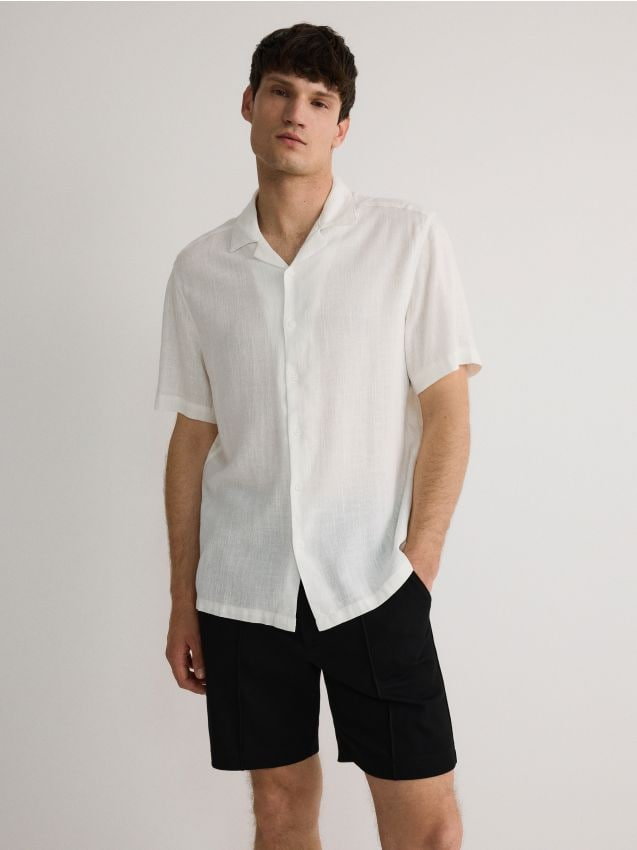 Reserved - Koszula comfort z wiskozą - biały