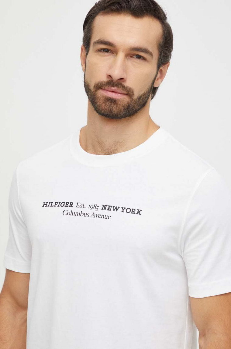 Tommy Hilfiger t-shirt bawełniany męski kolor biały z nadrukiem MW0MW33895