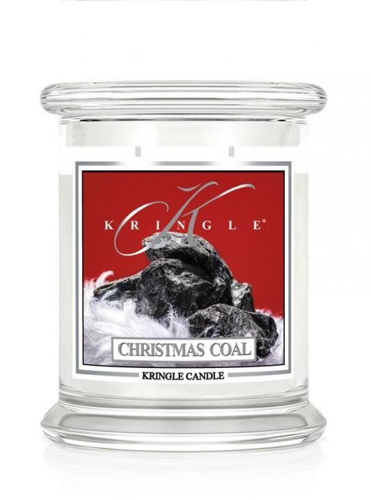 Świeca zapachowa Kringle Candle Christmas Coal, średni, klasyczny słoik, 411 g, z 2 knotami