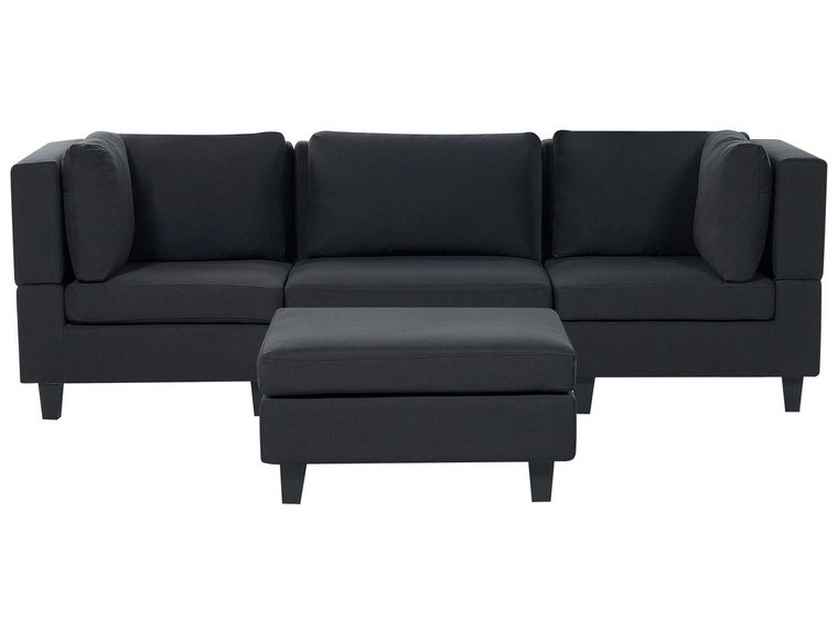 Sofa modułowa 3-osobowa z otomaną czarna UNSTAD