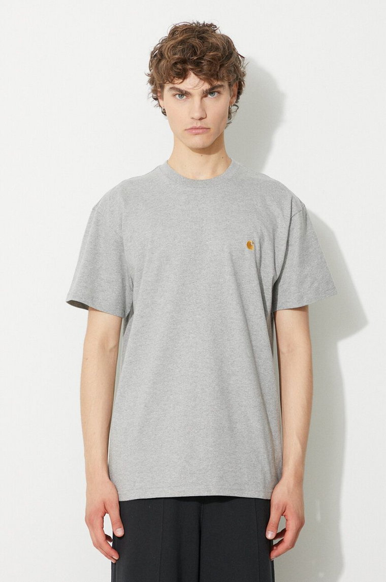 Carhartt WIP t-shirt bawełniany kolor szary gładki I026391.Grey.H-Grey.Heat