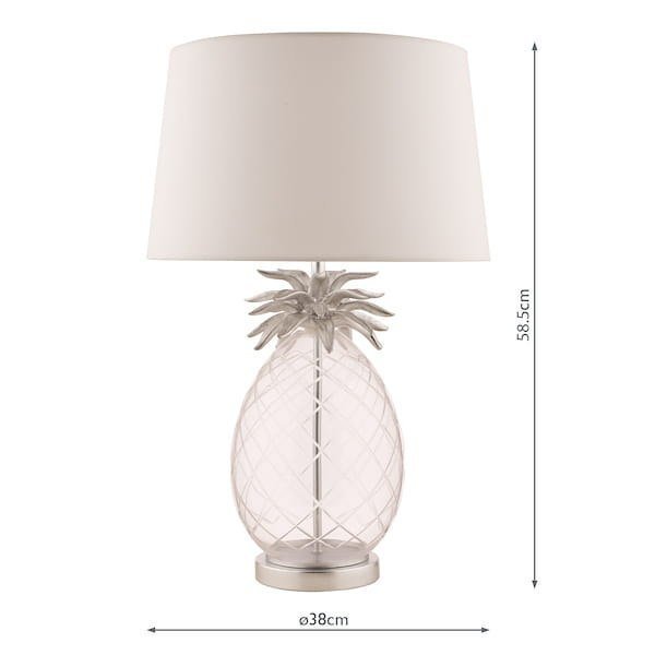 Laura Ashley Ananas Lampa stołowa Przezroczyste szkło i polerowany chrom z kloszem