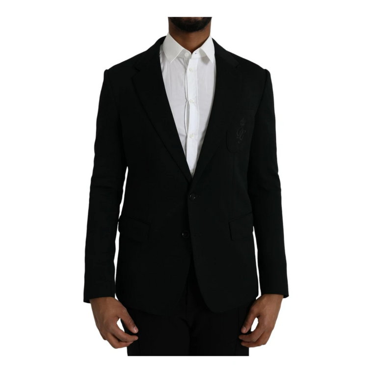 Czarny Wełniany Płaszcz Blazer Dolce & Gabbana
