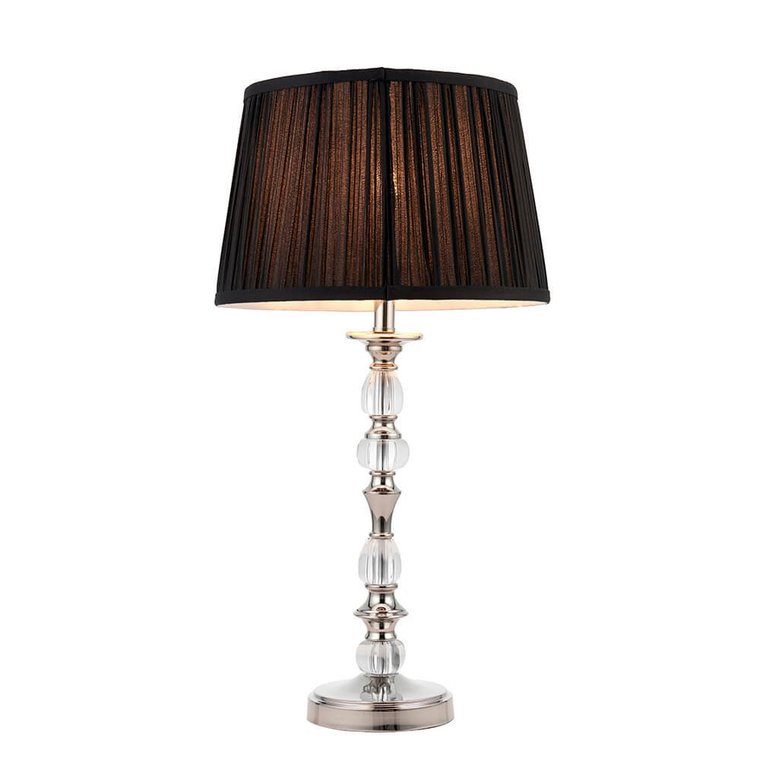 Abażurowa lampka nocna Polina 70812 Interiors kryształ czarna srebrna