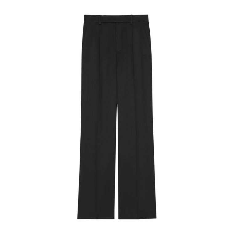 Czarne Jedwabne Spodnie z Plisami Saint Laurent