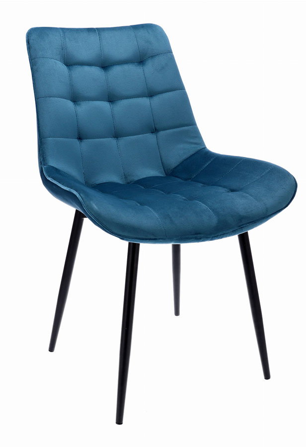 Niebieskie pikowane krzesło do pokoju - Amos